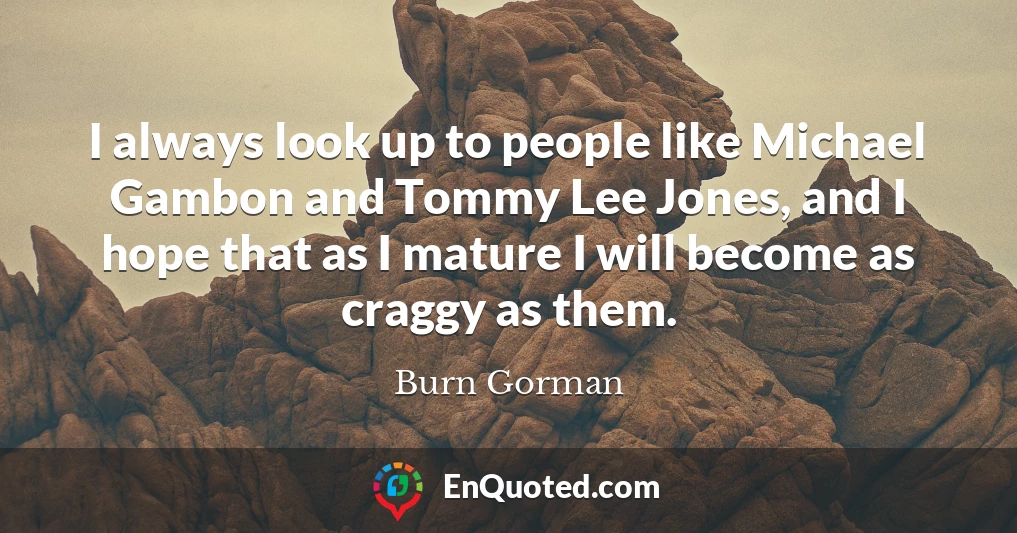 I always look up to people like Michael Gambon and Tommy Lee Jones, and I hope that as I mature I will become as craggy as them.
