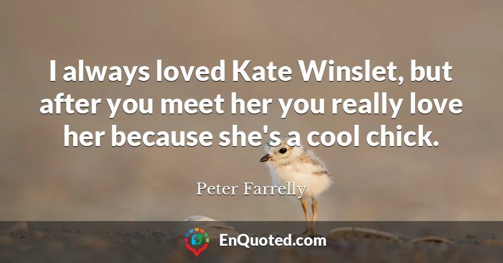 I always loved Kate Winslet, but after you meet her you really love her because she's a cool chick.