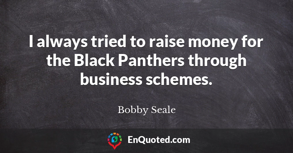I always tried to raise money for the Black Panthers through business schemes.