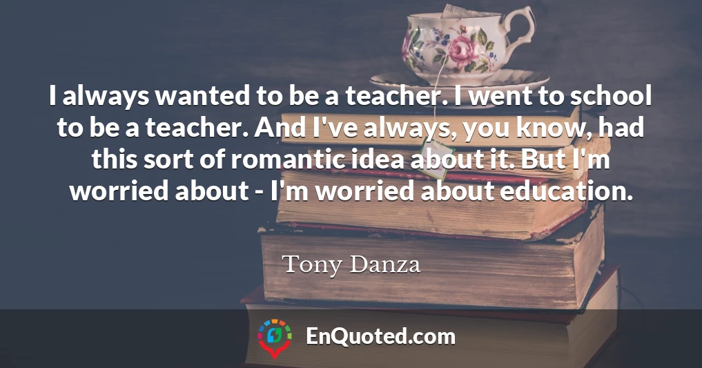 I always wanted to be a teacher. I went to school to be a teacher. And I've always, you know, had this sort of romantic idea about it. But I'm worried about - I'm worried about education.