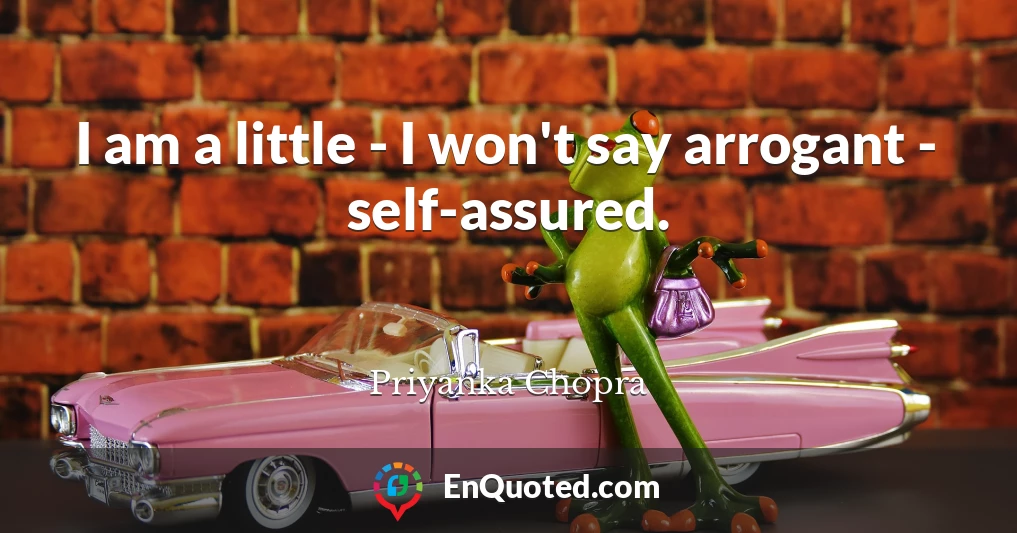 I am a little - I won't say arrogant - self-assured.