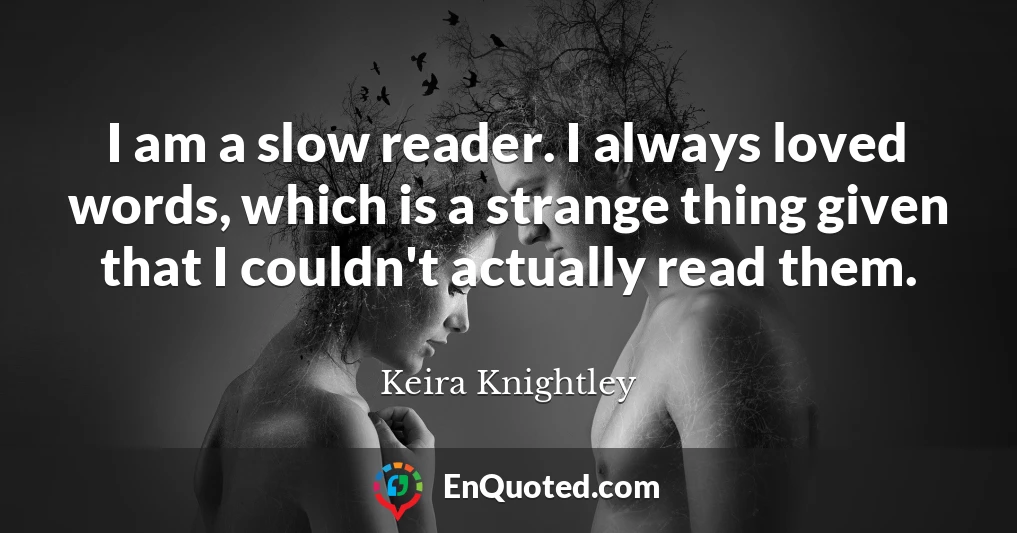 I am a slow reader. I always loved words, which is a strange thing given that I couldn't actually read them.
