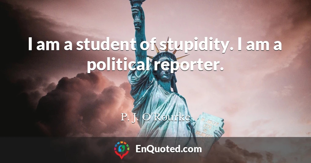 I am a student of stupidity. I am a political reporter.