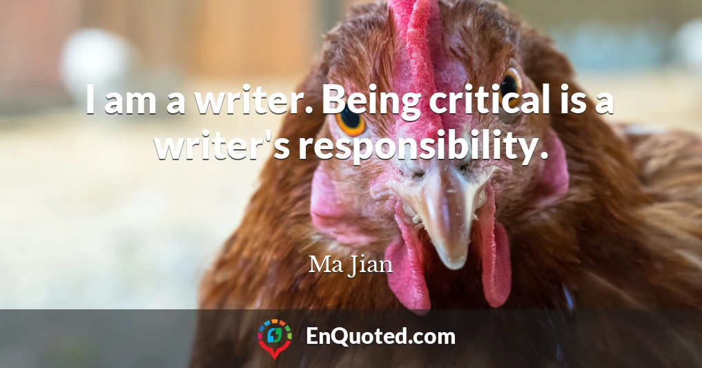 I am a writer. Being critical is a writer's responsibility.