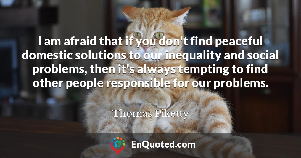 I am afraid that if you don't find peaceful domestic solutions to our inequality and social problems, then it's always tempting to find other people responsible for our problems.