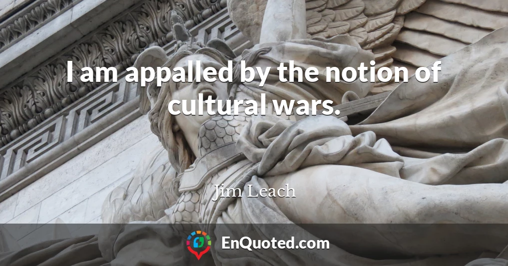 I am appalled by the notion of cultural wars.