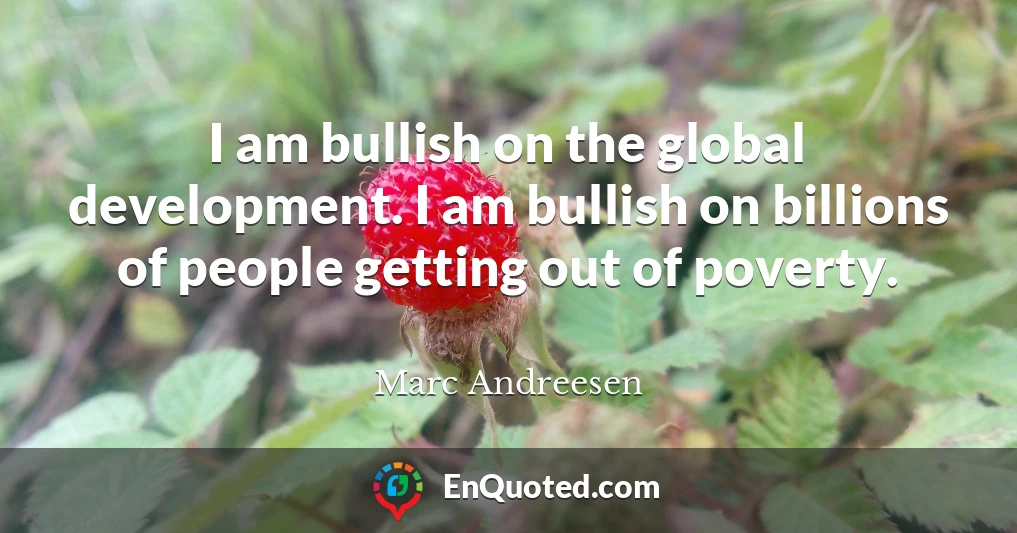 I am bullish on the global development. I am bullish on billions of people getting out of poverty.