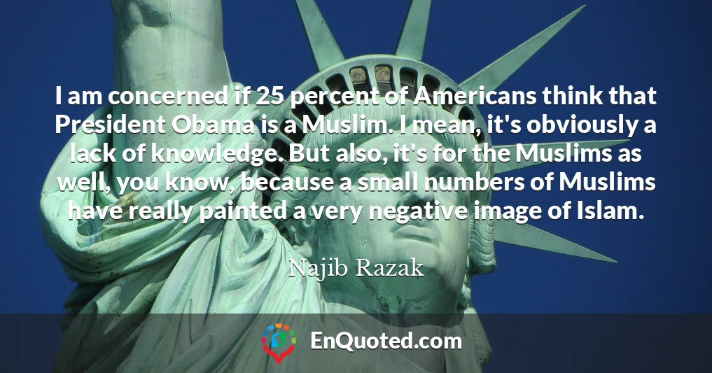 I am concerned if 25 percent of Americans think that President Obama is a Muslim. I mean, it's obviously a lack of knowledge. But also, it's for the Muslims as well, you know, because a small numbers of Muslims have really painted a very negative image of Islam.