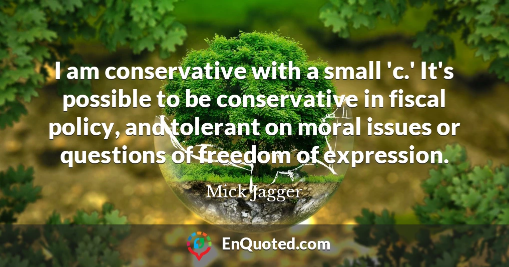 I am conservative with a small 'c.' It's possible to be conservative in fiscal policy, and tolerant on moral issues or questions of freedom of expression.
