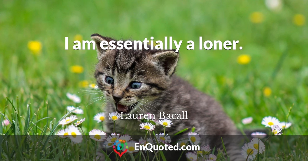 I am essentially a loner.