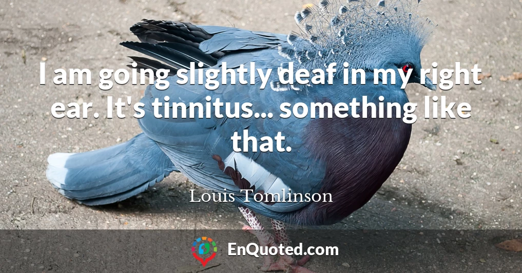 I am going slightly deaf in my right ear. It's tinnitus... something like that.