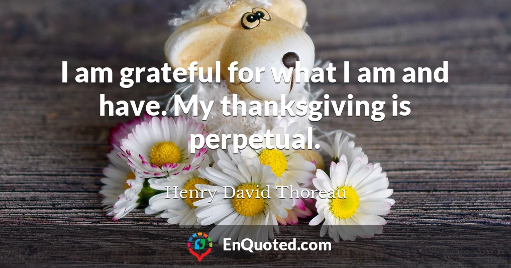 I am grateful for what I am and have. My thanksgiving is perpetual.