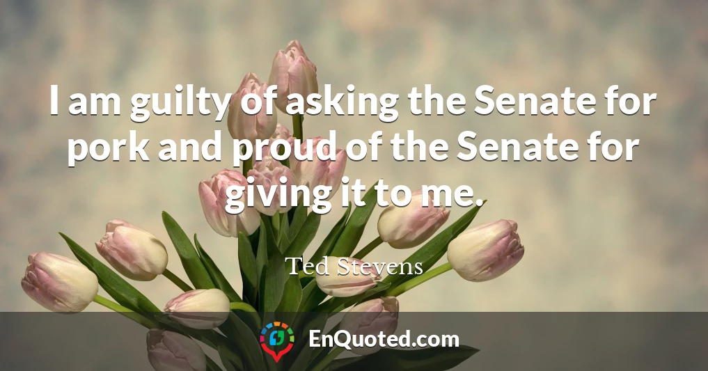 I am guilty of asking the Senate for pork and proud of the Senate for giving it to me.