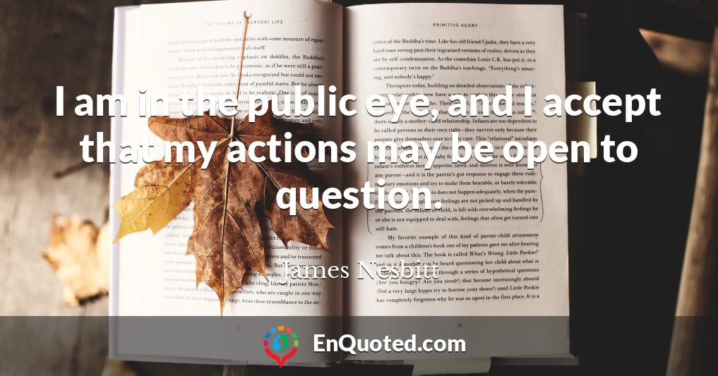 I am in the public eye, and I accept that my actions may be open to question.