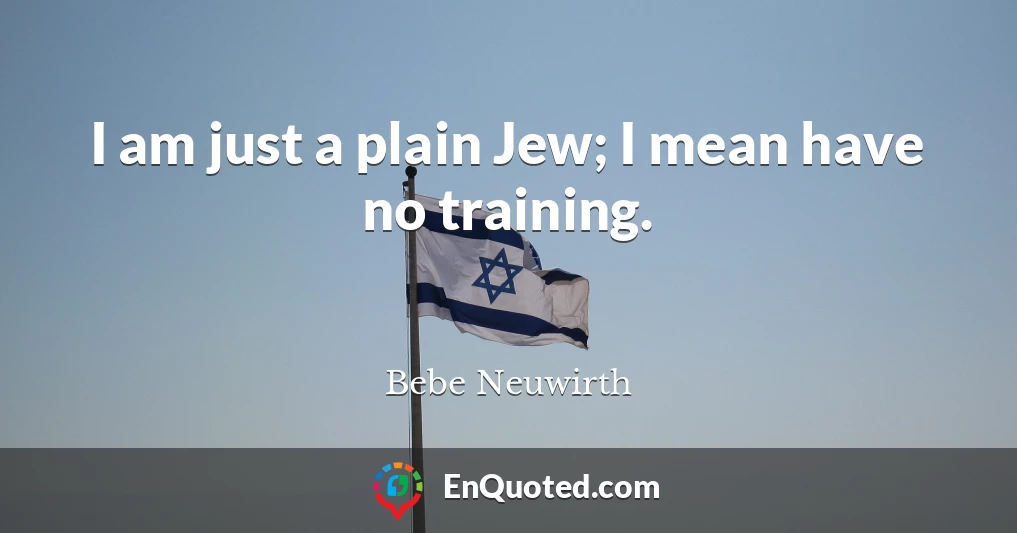 I am just a plain Jew; I mean have no training.