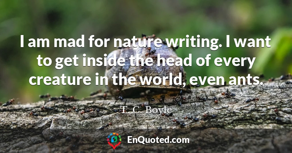 I am mad for nature writing. I want to get inside the head of every creature in the world, even ants.