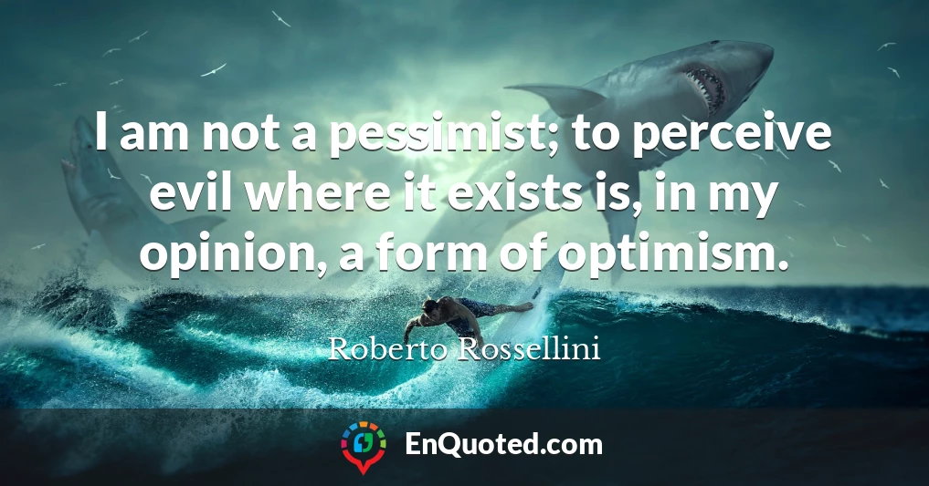 I am not a pessimist; to perceive evil where it exists is, in my opinion, a form of optimism.