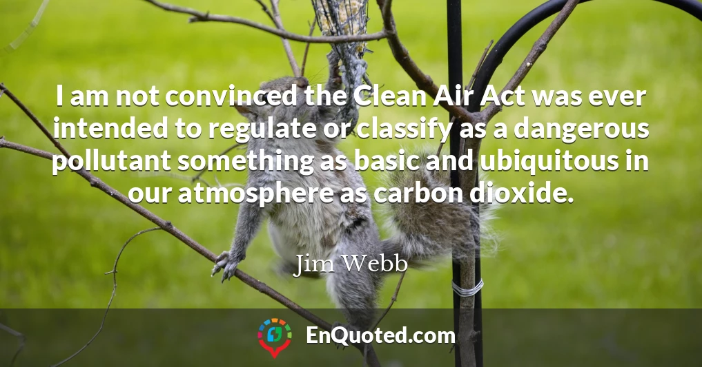 I am not convinced the Clean Air Act was ever intended to regulate or classify as a dangerous pollutant something as basic and ubiquitous in our atmosphere as carbon dioxide.