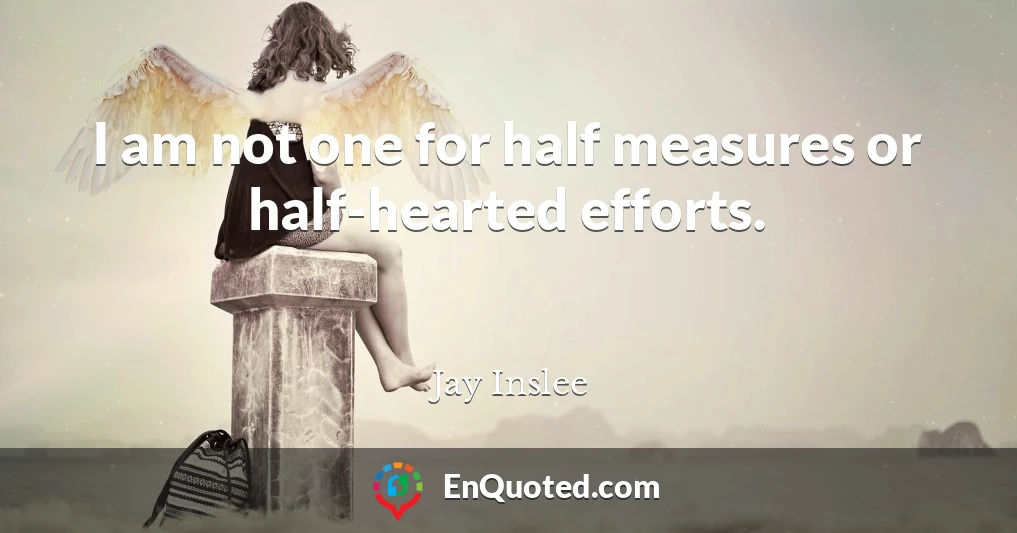 I am not one for half measures or half-hearted efforts.