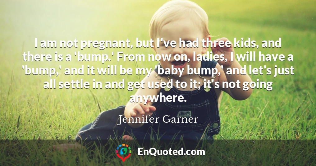 I am not pregnant, but I've had three kids, and there is a 'bump.' From now on, ladies, I will have a 'bump,' and it will be my 'baby bump,' and let's just all settle in and get used to it; it's not going anywhere.