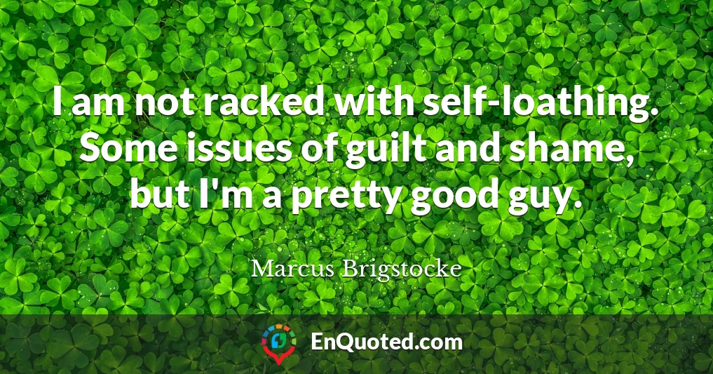 I am not racked with self-loathing. Some issues of guilt and shame, but I'm a pretty good guy.