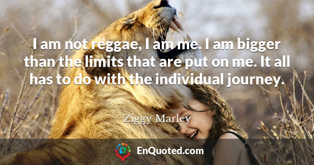 I am not reggae, I am me. I am bigger than the limits that are put on me. It all has to do with the individual journey.