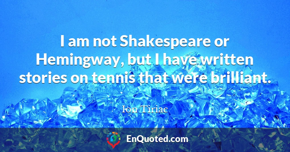 I am not Shakespeare or Hemingway, but I have written stories on tennis that were brilliant.