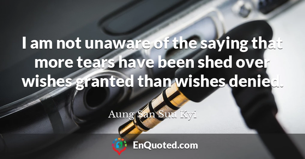 I am not unaware of the saying that more tears have been shed over wishes granted than wishes denied.