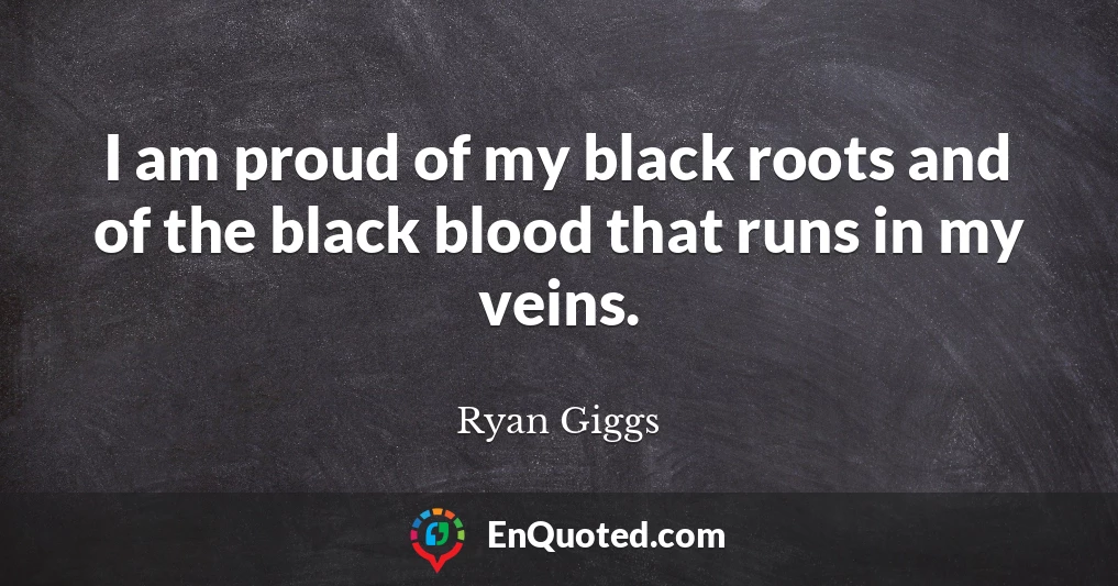 I am proud of my black roots and of the black blood that runs in my veins.