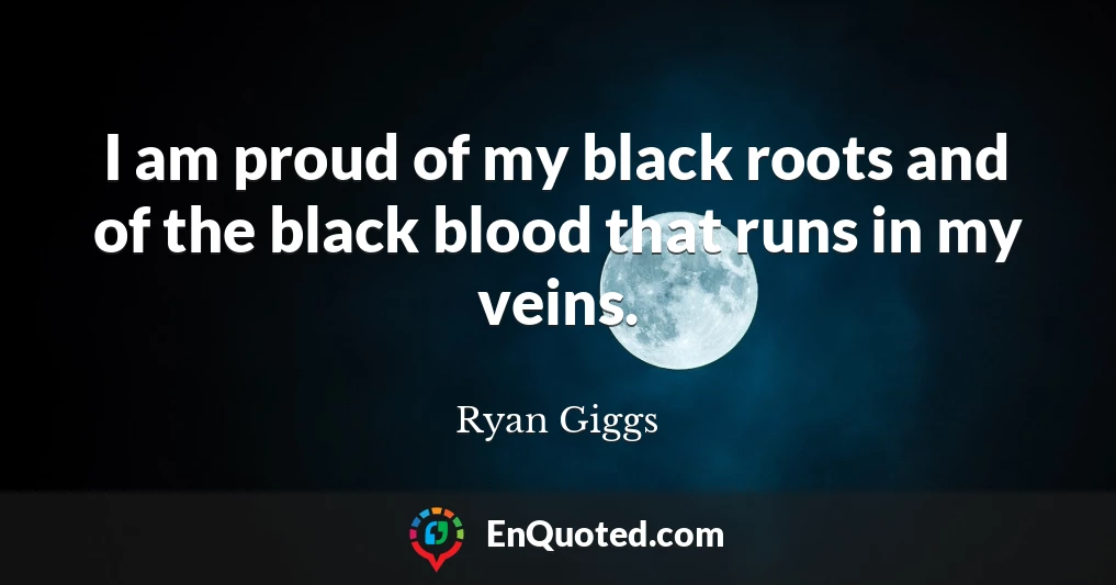 I am proud of my black roots and of the black blood that runs in my veins.