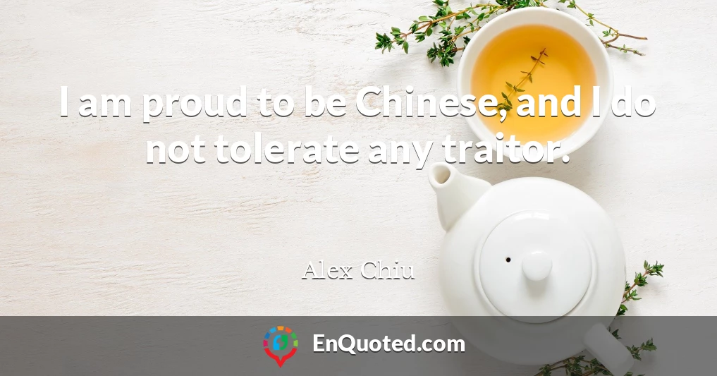 I am proud to be Chinese, and I do not tolerate any traitor.