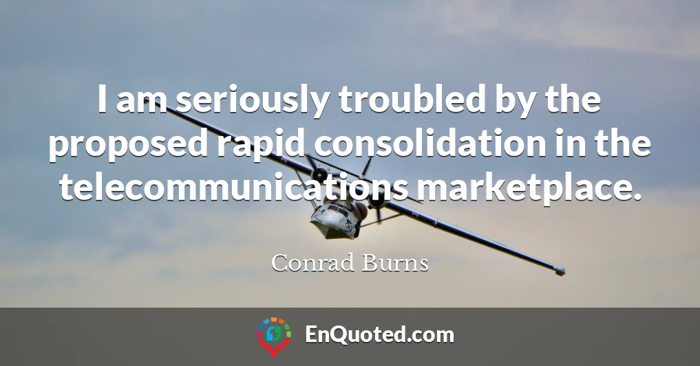 I am seriously troubled by the proposed rapid consolidation in the telecommunications marketplace.