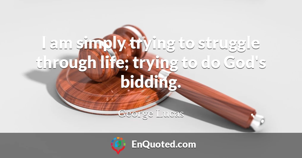 I am simply trying to struggle through life; trying to do God's bidding.