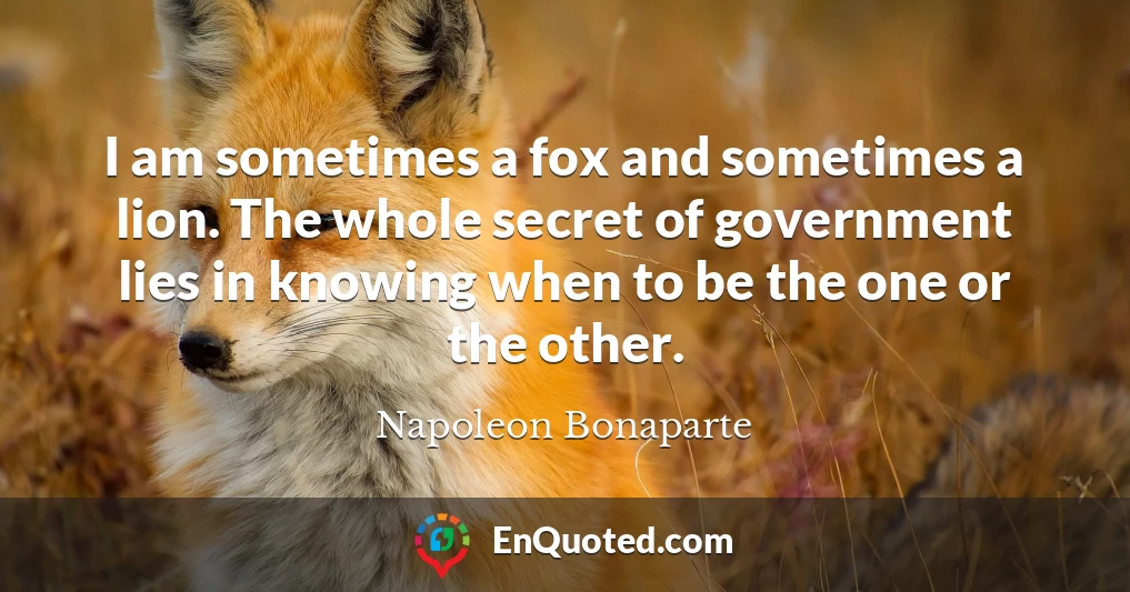 I am sometimes a fox and sometimes a lion. The whole secret of government lies in knowing when to be the one or the other.