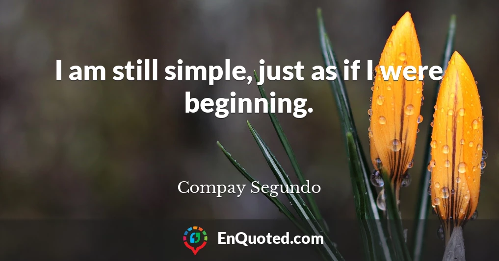 I am still simple, just as if I were beginning.