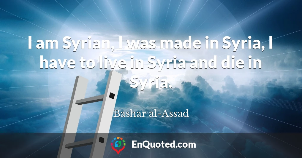 I am Syrian, I was made in Syria, I have to live in Syria and die in Syria.