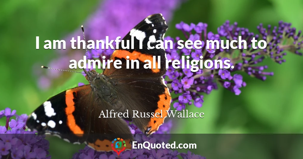 I am thankful I can see much to admire in all religions.