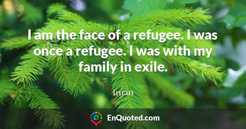 I am the face of a refugee. I was once a refugee. I was with my family in exile.