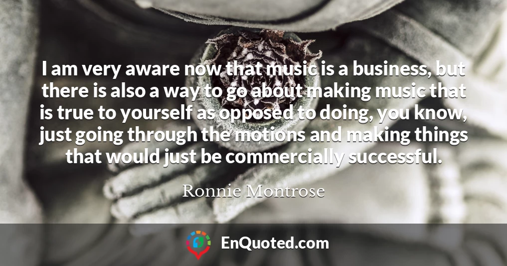 I am very aware now that music is a business, but there is also a way to go about making music that is true to yourself as opposed to doing, you know, just going through the motions and making things that would just be commercially successful.