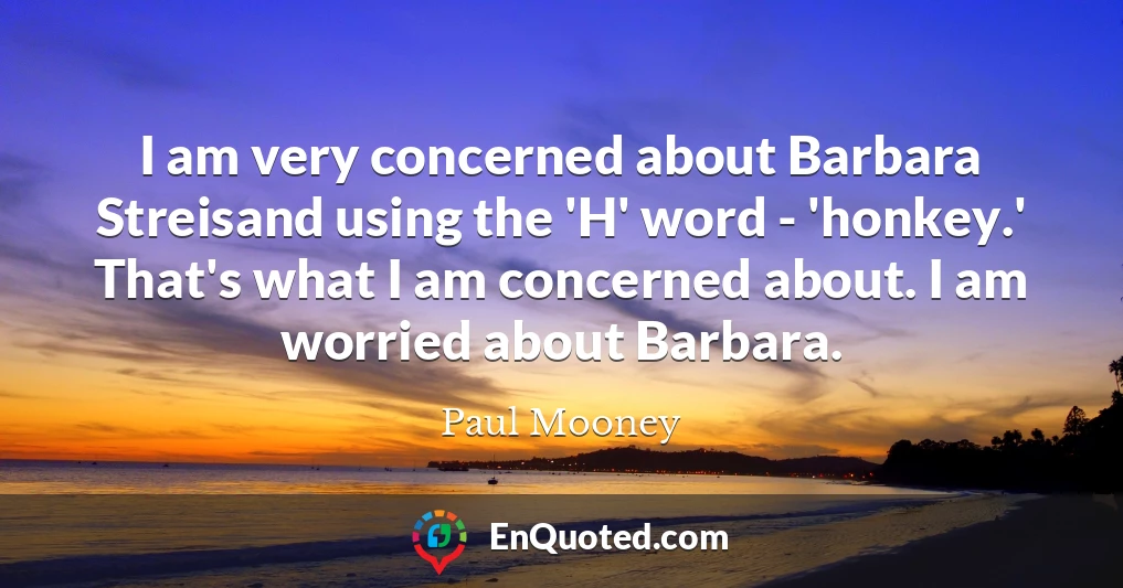 I am very concerned about Barbara Streisand using the 'H' word - 'honkey.' That's what I am concerned about. I am worried about Barbara.