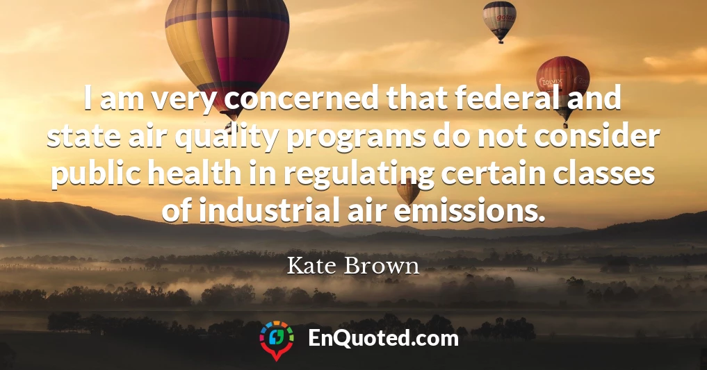 I am very concerned that federal and state air quality programs do not consider public health in regulating certain classes of industrial air emissions.