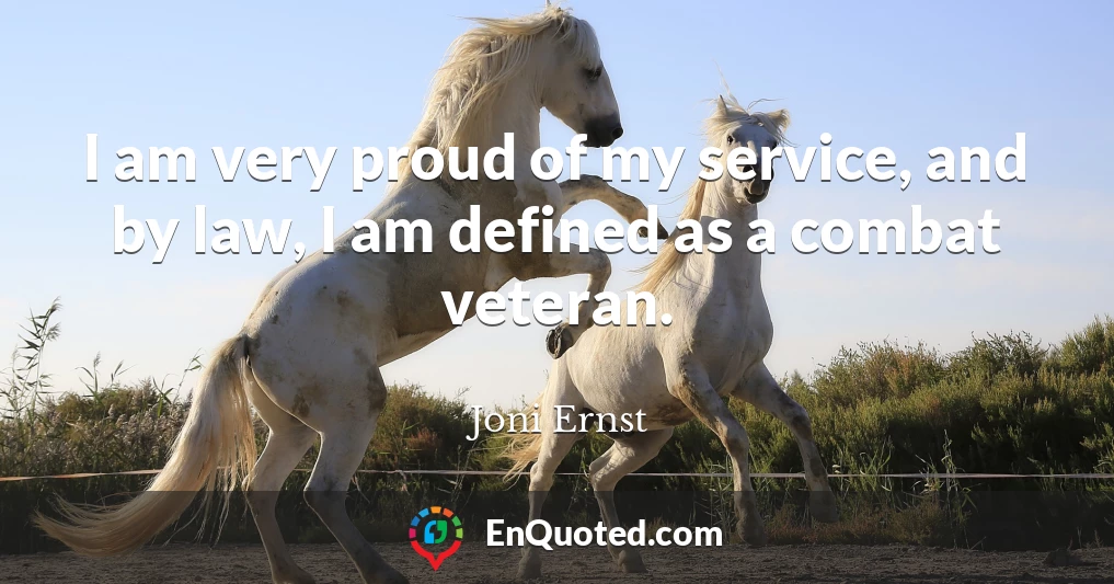 I am very proud of my service, and by law, I am defined as a combat veteran.