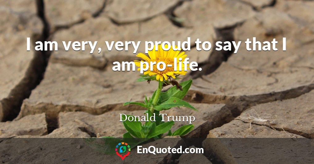 I am very, very proud to say that I am pro-life.