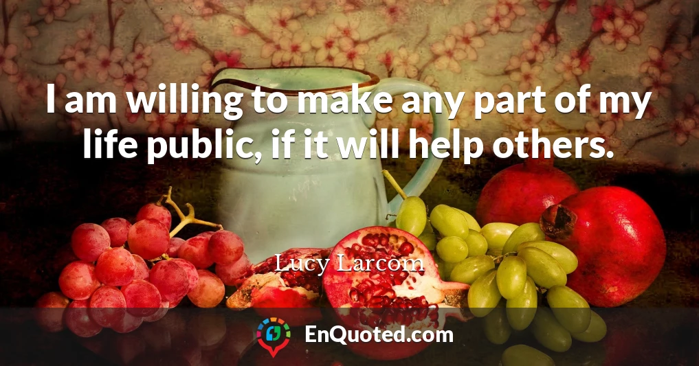 I am willing to make any part of my life public, if it will help others.