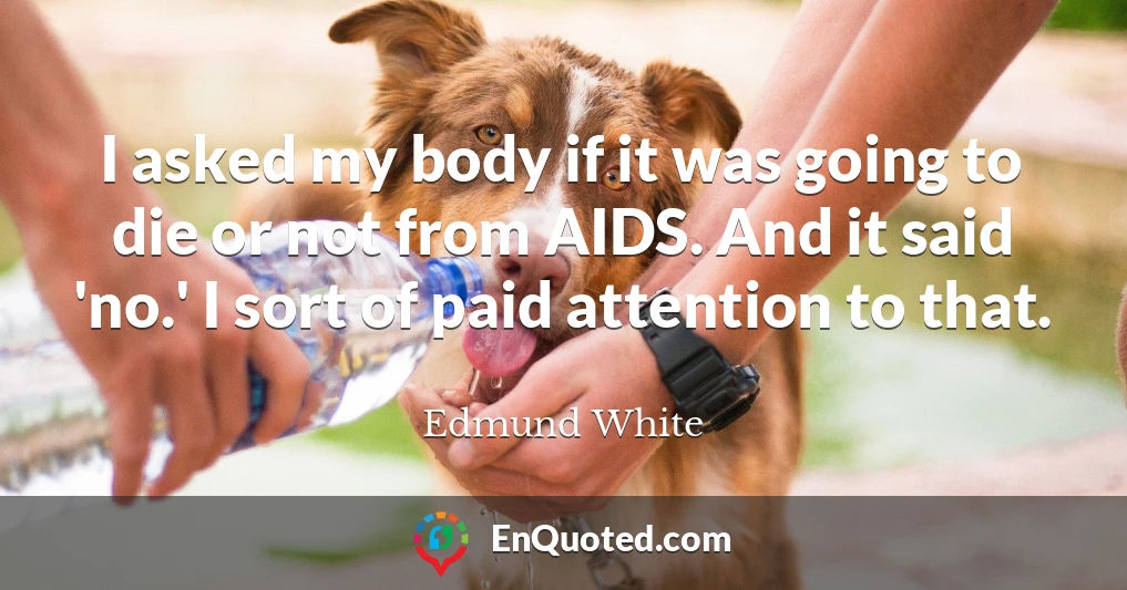 I asked my body if it was going to die or not from AIDS. And it said 'no.' I sort of paid attention to that.