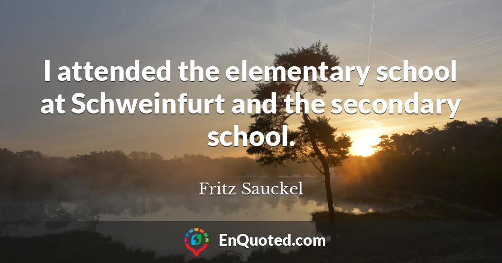I attended the elementary school at Schweinfurt and the secondary school.