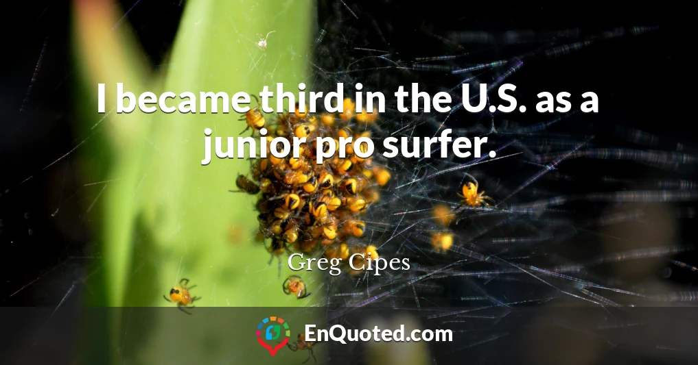 I became third in the U.S. as a junior pro surfer.