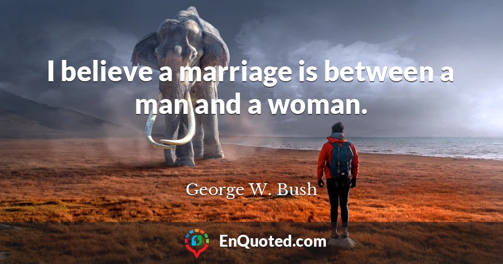 I believe a marriage is between a man and a woman.