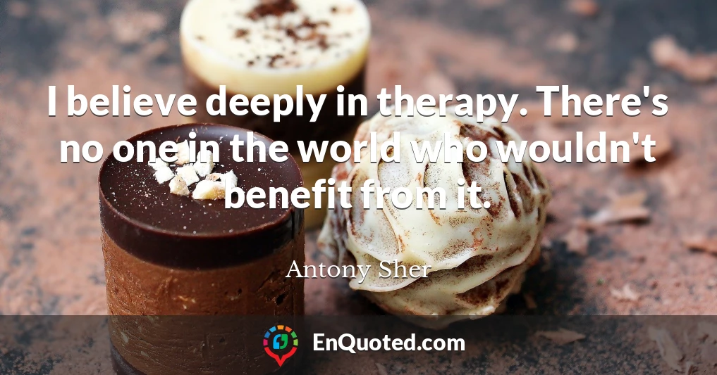 I believe deeply in therapy. There's no one in the world who wouldn't benefit from it.