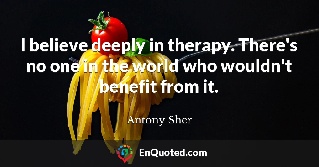 I believe deeply in therapy. There's no one in the world who wouldn't benefit from it.